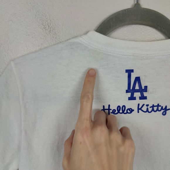 Hello Kitty LA Dodgers Graphic T-Shirt Size Small White Sanrio MLB Baseball Tee - Picture 8 of 11
